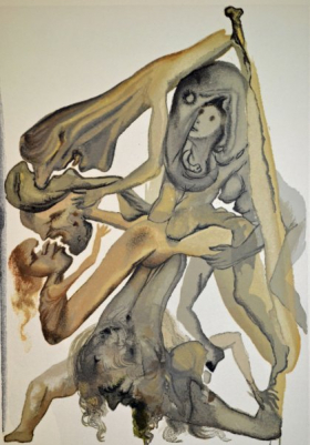Salvador Dali, Divina commedia inferno04, 1960, 33x26cm wood engraving