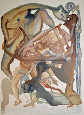 Salvador Dali, Divina commedia inferno11, 1960, 33x26cm wood engraving