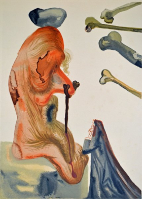 Salvador Dali, Divina commedia inferno18, 1960, 33x26cm wood engraving