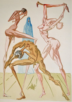 Salvador Dali, Divina commedia inferno19, 1960, 33x26cm wood engraving