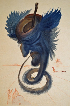 Salvador Dali, Divina commedia inferno20, 1960, 33x26cm wood engraving