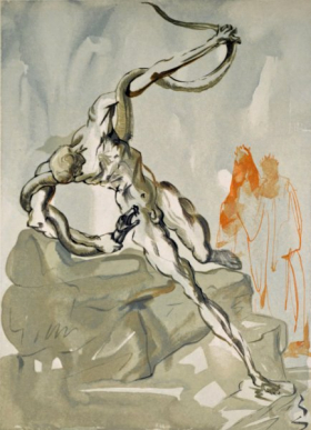 Salvador Dali, Divina commedia inferno24, 1960, 33x26cm wood engraving