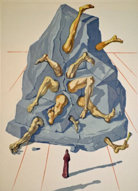 Salvador Dali, Divina commedia inferno26, 1960, 33x26cm wood engraving