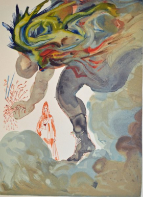 Salvador Dali, Divina commedia inferno31, 1960, 33x26cm wood engraving