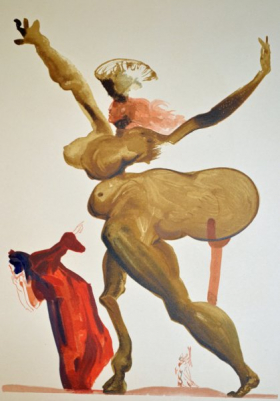 Salvador Dali, Divina commedia inferno33, 1960, 33x26cm wood engraving