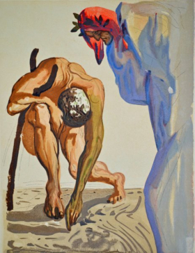 Salvador Dali, Divina commedia purgatorio07, 1960, 33x26cm wood engraving