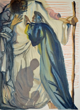 Salvador Dali, Divina commedia purgatorio14, 1960, 33x26cm wood engraving