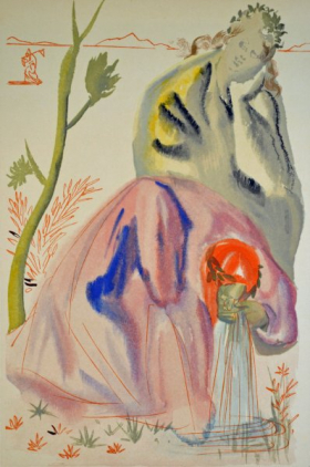 Salvador Dali, Divina commedia purgatorio21, 1960, 33x26cm wood engraving