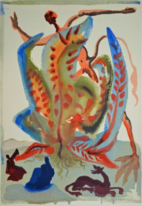 Salvador Dali, Divina commedia purgatorio23, 1960, 33x26cm wood engraving