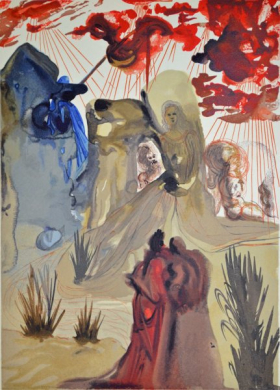Salvador Dali, Divina commedia purgatorio28, 1960, 33x26cm wood engraving