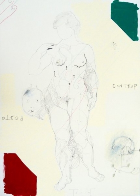 O-68 Terry Thompson 'Contrapposto%22 series, I, mixed media on paper, 100 X 70 cm, 2014 web